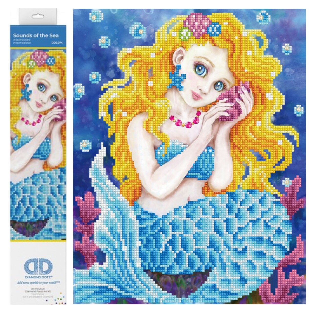 Diamond Dotz Sounds of the Sea Mermaid Diamond Painting Kits for Adults - Diamond Art Kits a Relaxing Creative Craft Kit with Dotz Gems 11x13